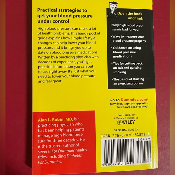 📚BOOK: High Blood Pressure For Dummies By Alan L Rubin - Picture 2 of 2